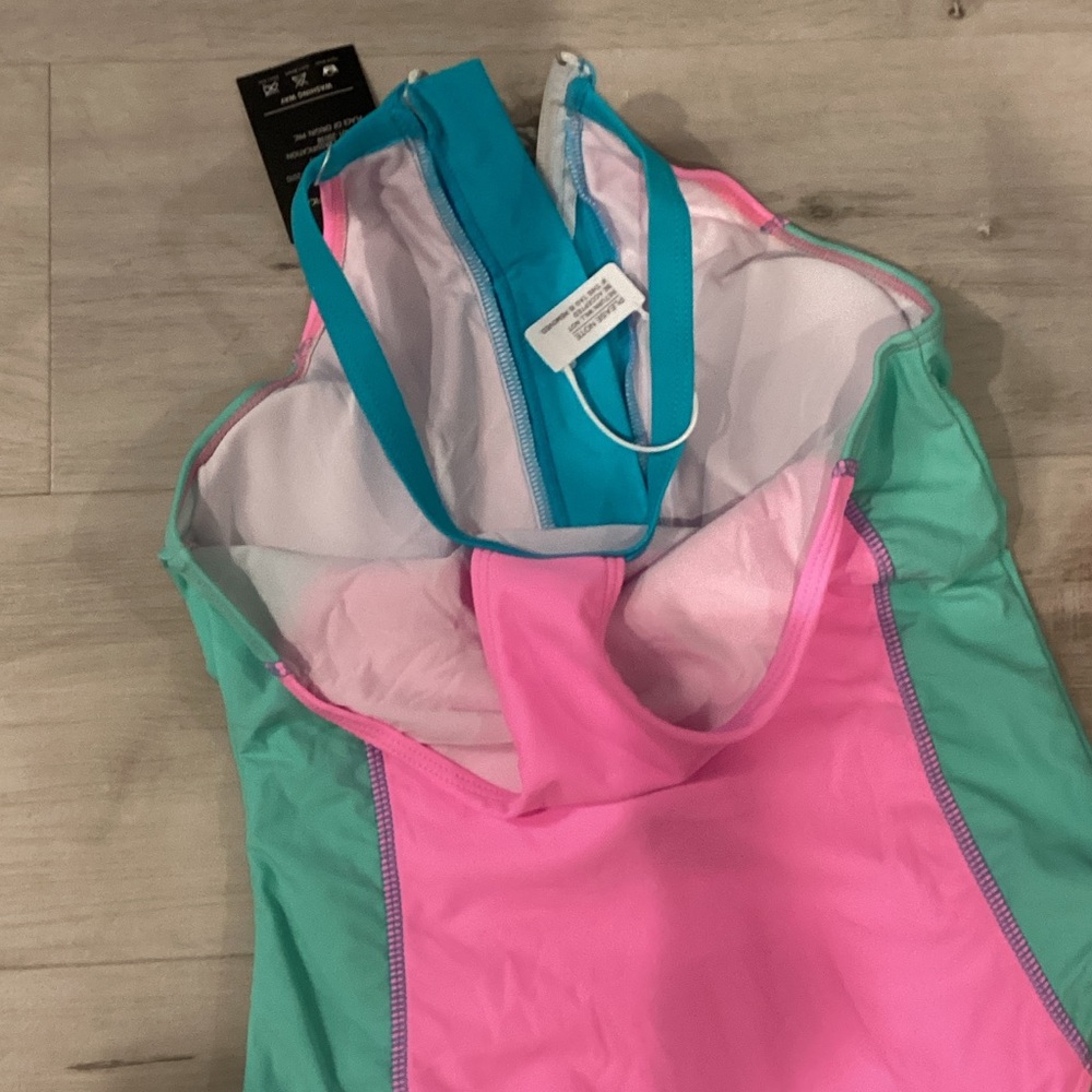 Stylish Pink and Blue One-Piece Swimsuit - Picture 7 of 7